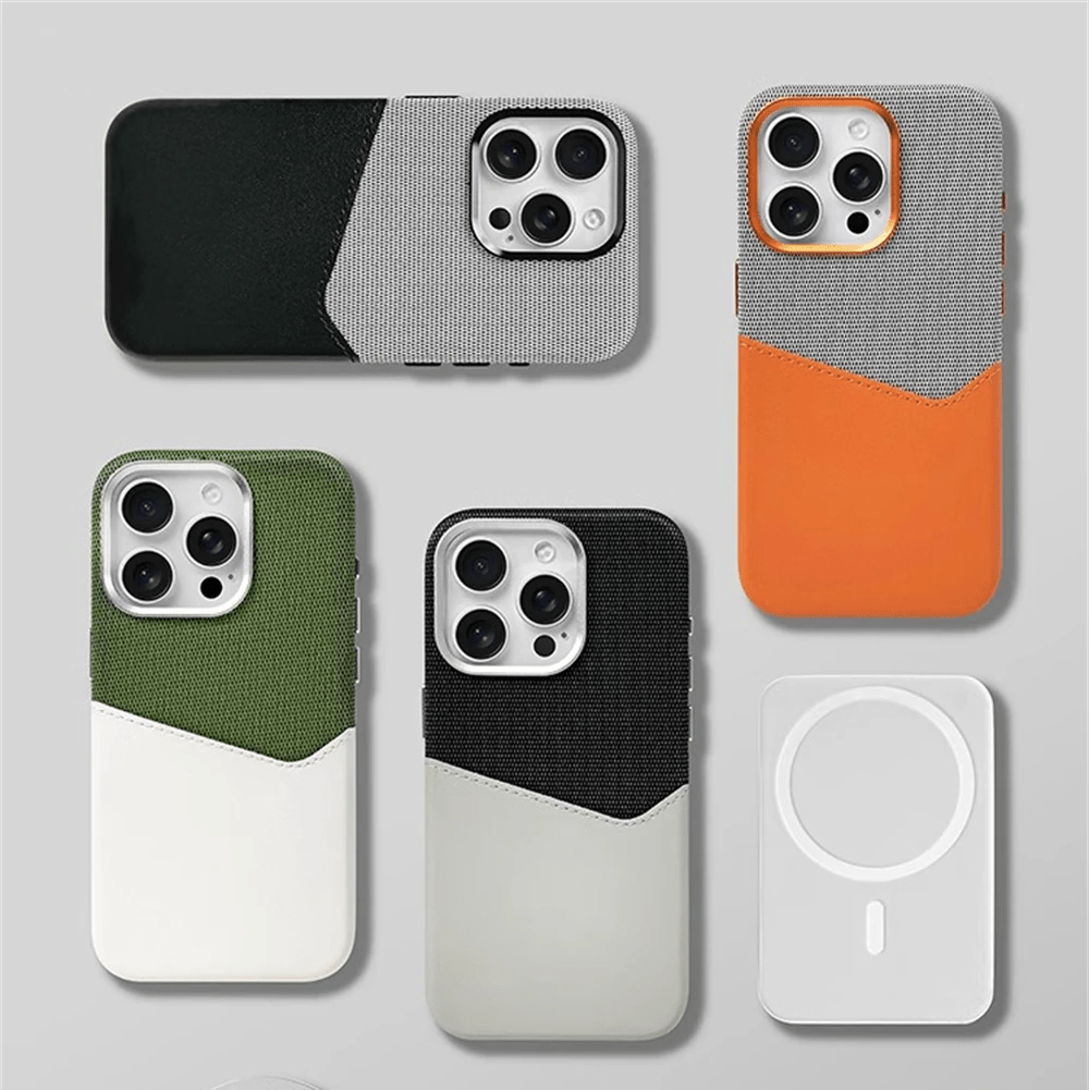 iPhone - Hülle mit Integriertem Kartenfach MagSafe - Kompatibel Zweifarbiges Color - Blocking Design Stoßdämpfend mit Rutschfestem Griff - Bolania
