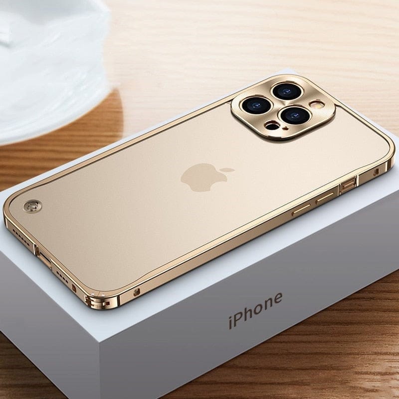 iPhone Schutzhülle aus Luftfahrt - Aluminium mit CNC Verarbeitung und Transparenter Rückseite - Bolania