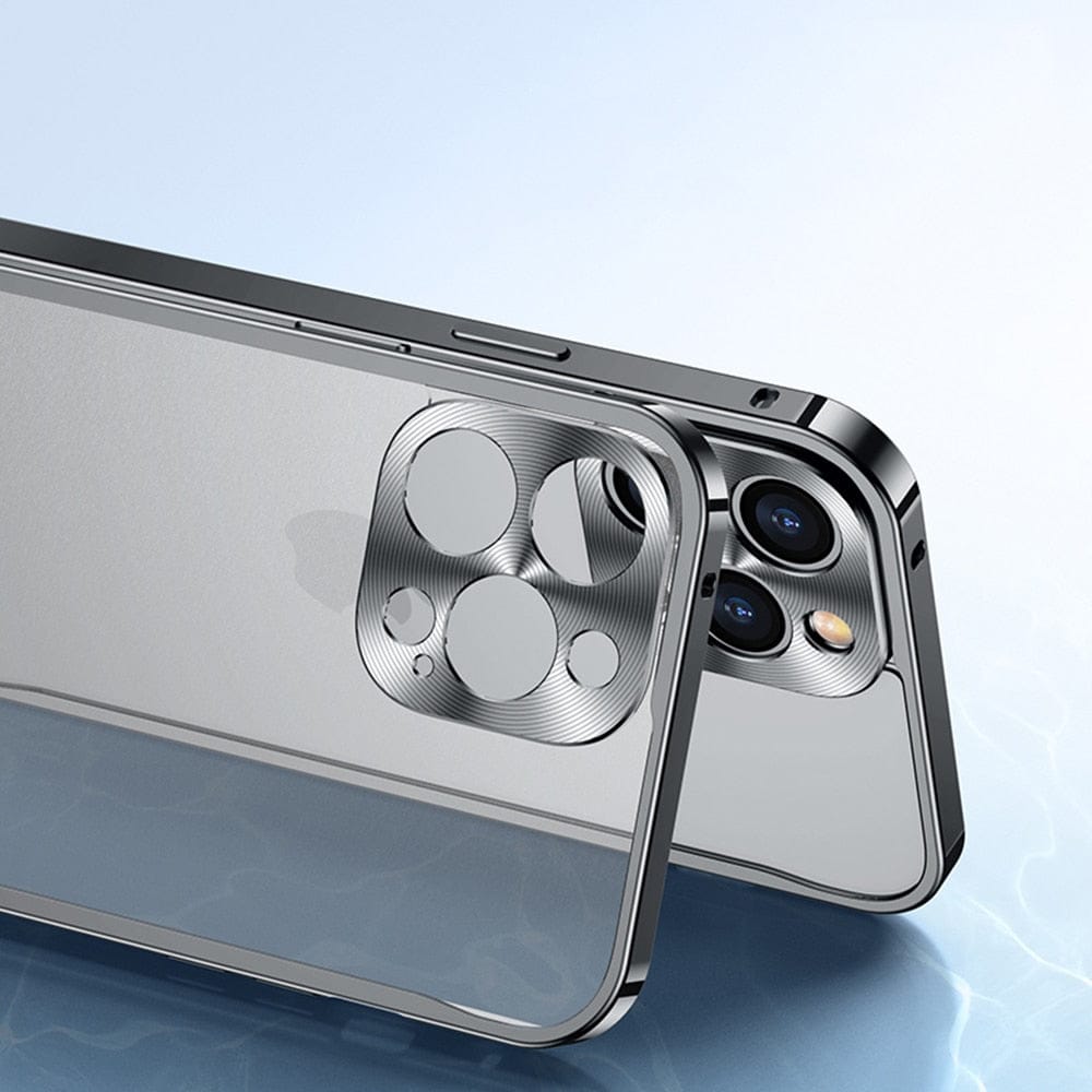iPhone Schutzhülle aus Luftfahrt - Aluminium mit CNC Verarbeitung und Transparenter Rückseite - Bolania