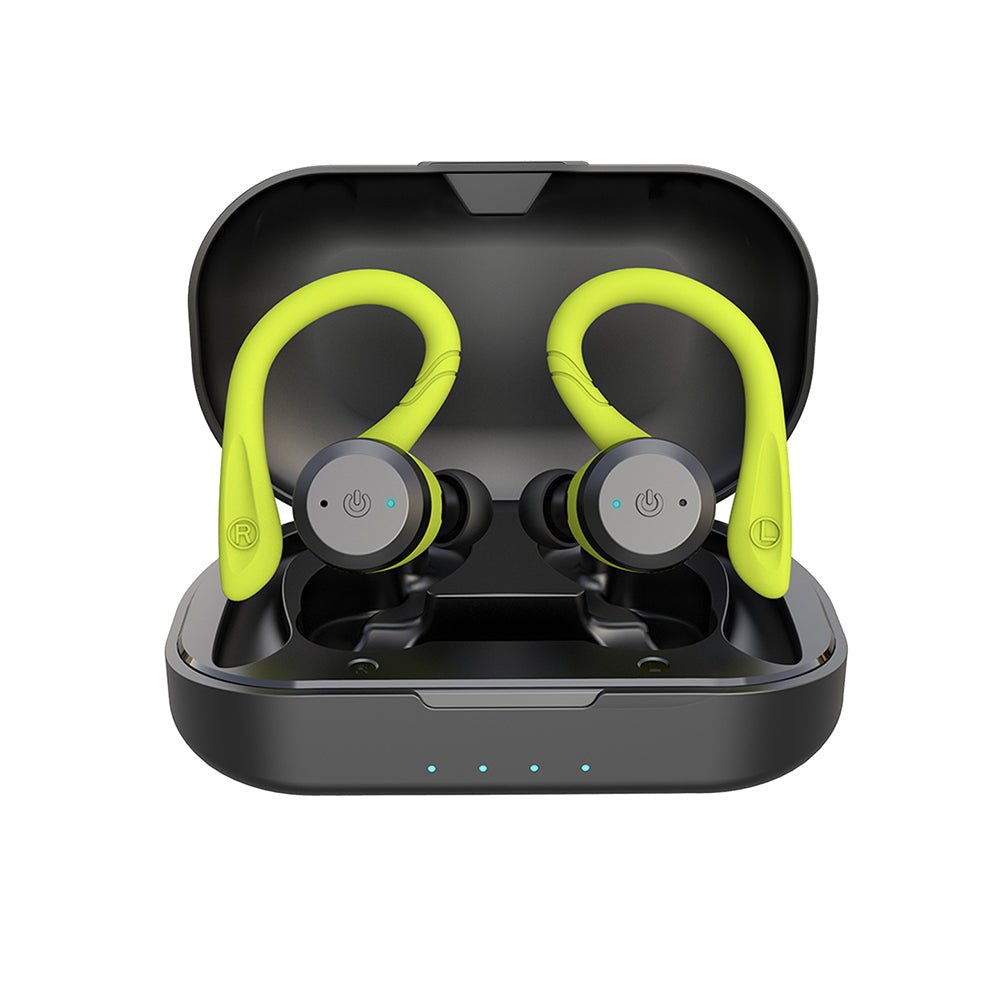 Kabellose Sport - Kopfhörer mit Ohrbügel Bluetooth 5.0 IPX7 Wasserdicht 20 Stunden Laufzeit Ladecase - Bolania