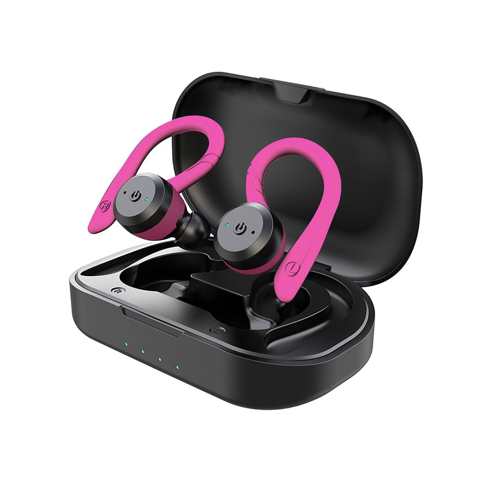 Kabellose Sport - Kopfhörer mit Ohrbügel Bluetooth 5.0 IPX7 Wasserdicht 20 Stunden Laufzeit Ladecase - Bolania