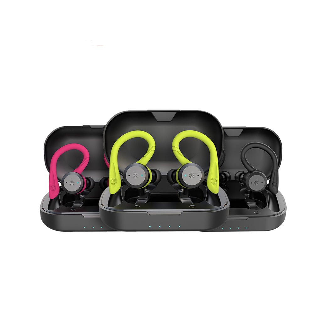 Kabellose Sport - Kopfhörer mit Ohrbügel Bluetooth 5.0 IPX7 Wasserdicht 20 Stunden Laufzeit Ladecase - Bolania
