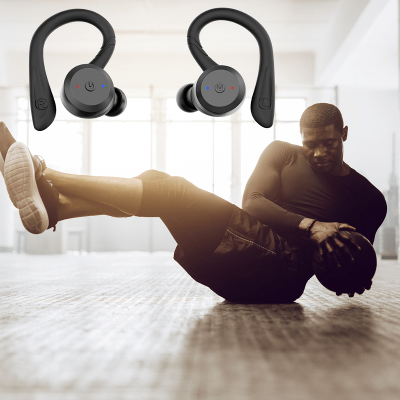 Kabellose Sport - Kopfhörer mit Ohrbügel Bluetooth 5.0 IPX7 Wasserdicht 20 Stunden Laufzeit Ladecase - Bolania