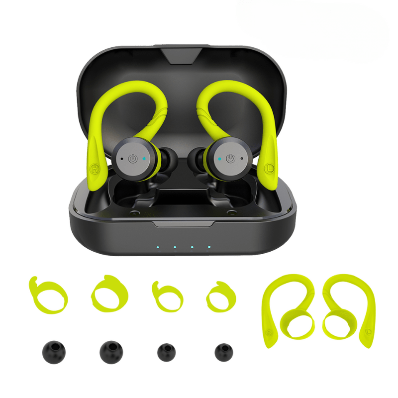 Kabellose Sport - Kopfhörer mit Ohrbügel Bluetooth 5.0 IPX7 Wasserdicht 20 Stunden Laufzeit Ladecase - Bolania