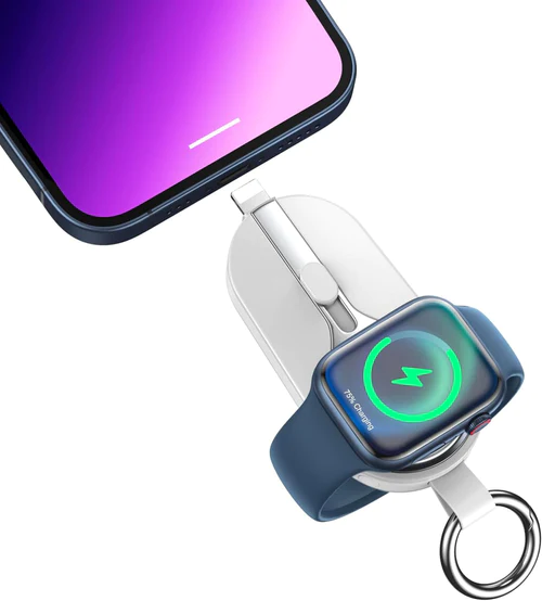 Mini Power Bank 2000mAh with USB-C Direct Plug, Keychain Format and Water-Resistant Casing for Smartphone