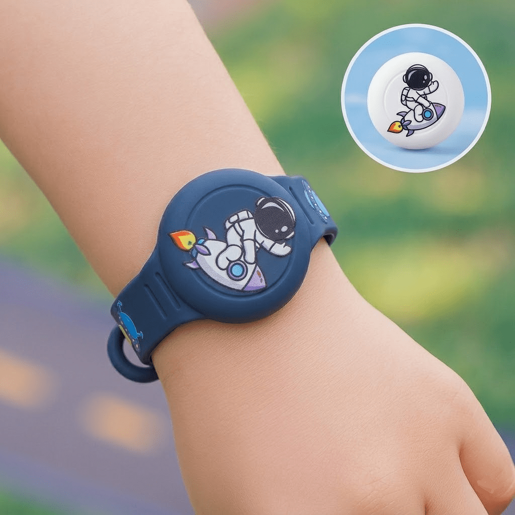 Kinder Armband für AirTag aus Silikon, Verstellbarer Halter mit Cartoon-Motiven, Hautfreundlich und Abwaschbar - Bolania