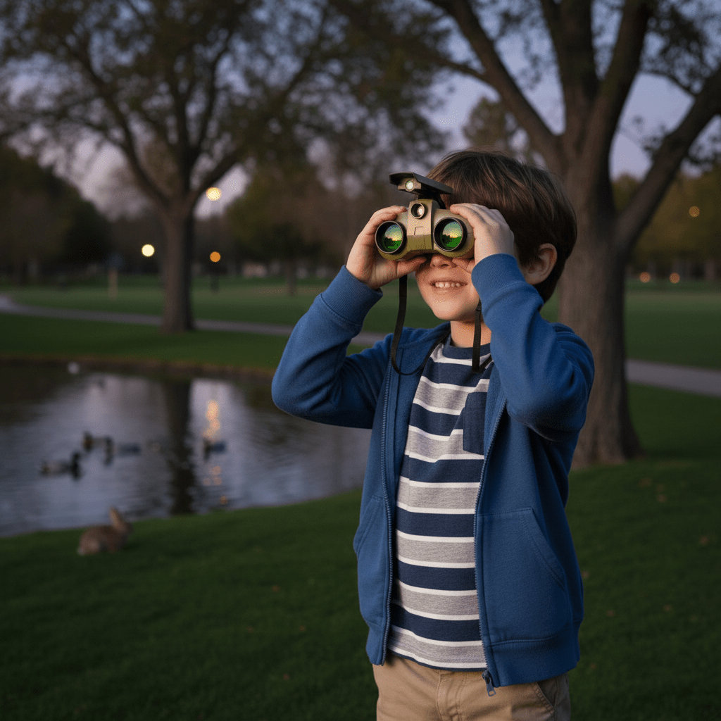 Kinder Nachtsicht Fernglas mit Pop - Up Licht 4 - Fach Vergrößerung und Verstellbaren Okularen für Outdoor Abenteuer - Bolania