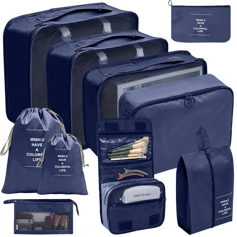 Koffer - Organizer Set 10 - teilig Packwürfel mit Mesh - Sichtfenster Schuhbeutel Kosmetik - Tasche Wäschesäcke aus Polyester - Bolania