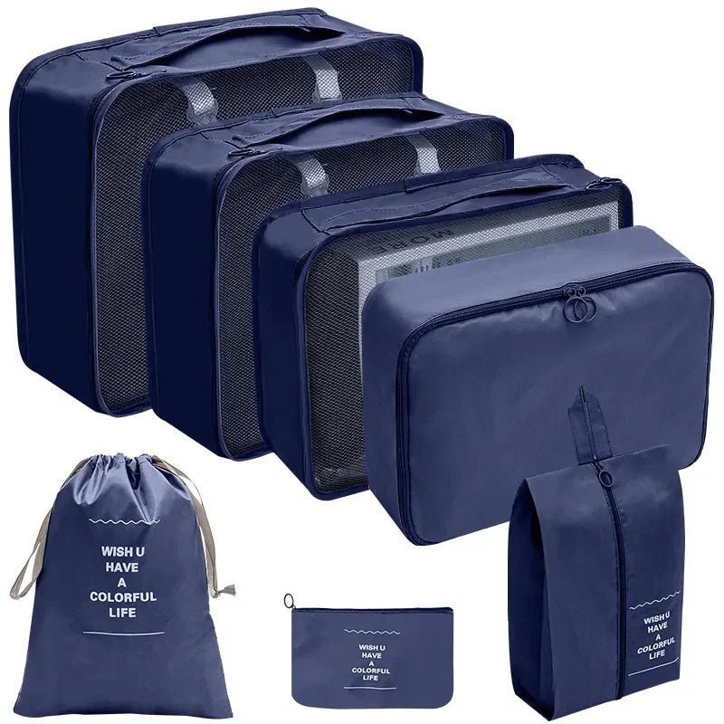 Koffer - Organizer Set 10 - teilig Packwürfel mit Mesh - Sichtfenster Schuhbeutel Kosmetik - Tasche Wäschesäcke aus Polyester - Bolania