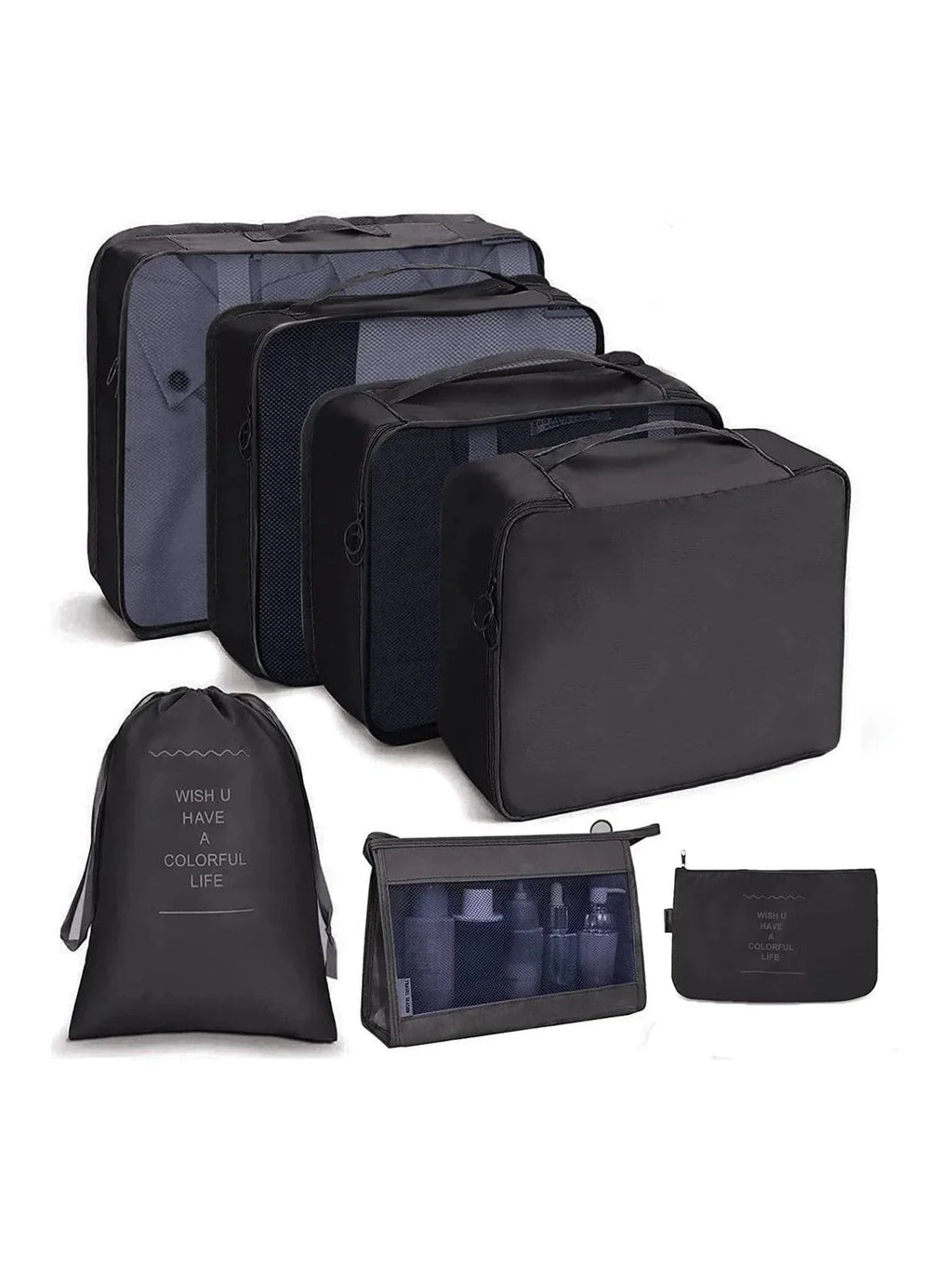 Koffer - Organizer Set 10 - teilig Packwürfel mit Mesh - Sichtfenster Schuhbeutel Kosmetik - Tasche Wäschesäcke aus Polyester - Bolania