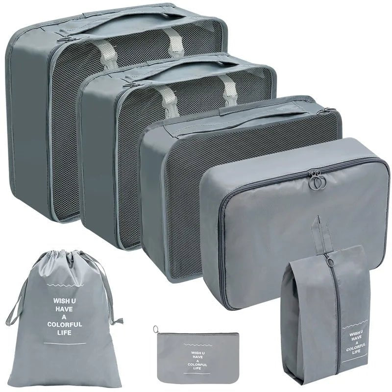 Koffer - Organizer Set 10 - teilig Packwürfel mit Mesh - Sichtfenster Schuhbeutel Kosmetik - Tasche Wäschesäcke aus Polyester - Bolania