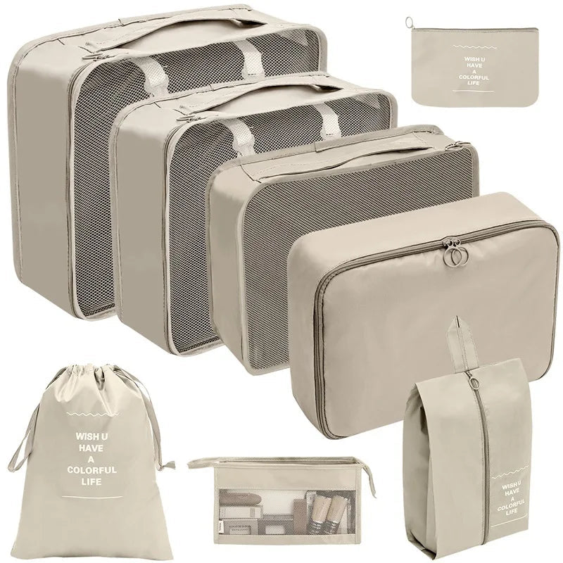 Koffer - Organizer Set 10 - teilig Packwürfel mit Mesh - Sichtfenster Schuhbeutel Kosmetik - Tasche Wäschesäcke aus Polyester - Bolania