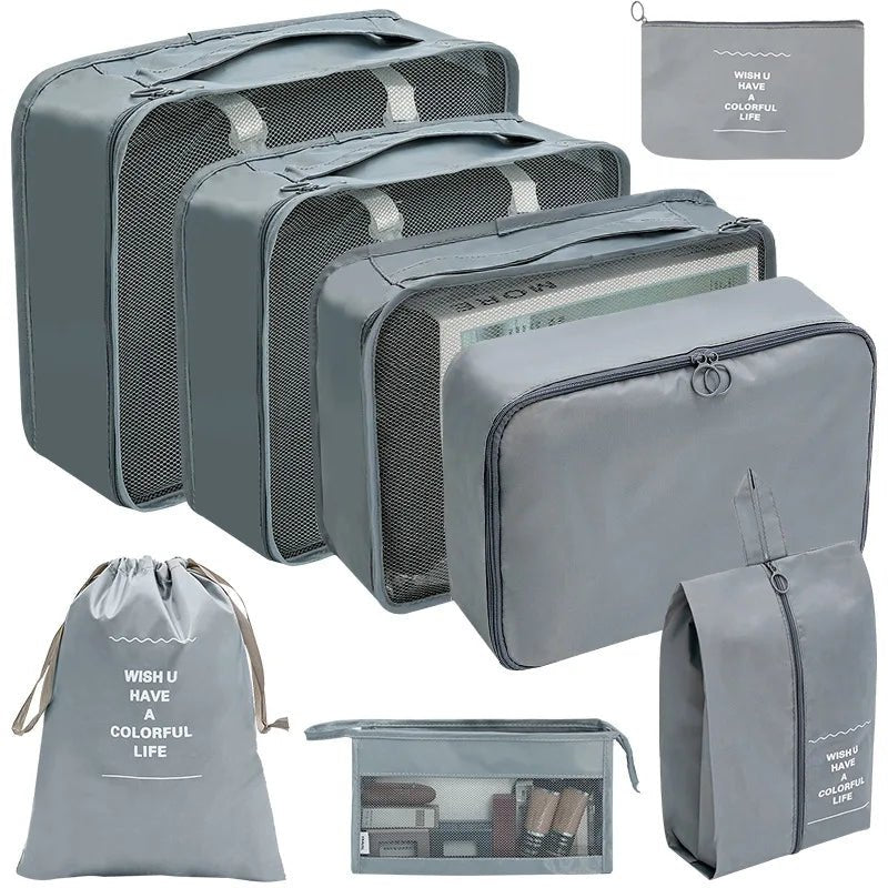 Koffer - Organizer Set 10 - teilig Packwürfel mit Mesh - Sichtfenster Schuhbeutel Kosmetik - Tasche Wäschesäcke aus Polyester - Bolania