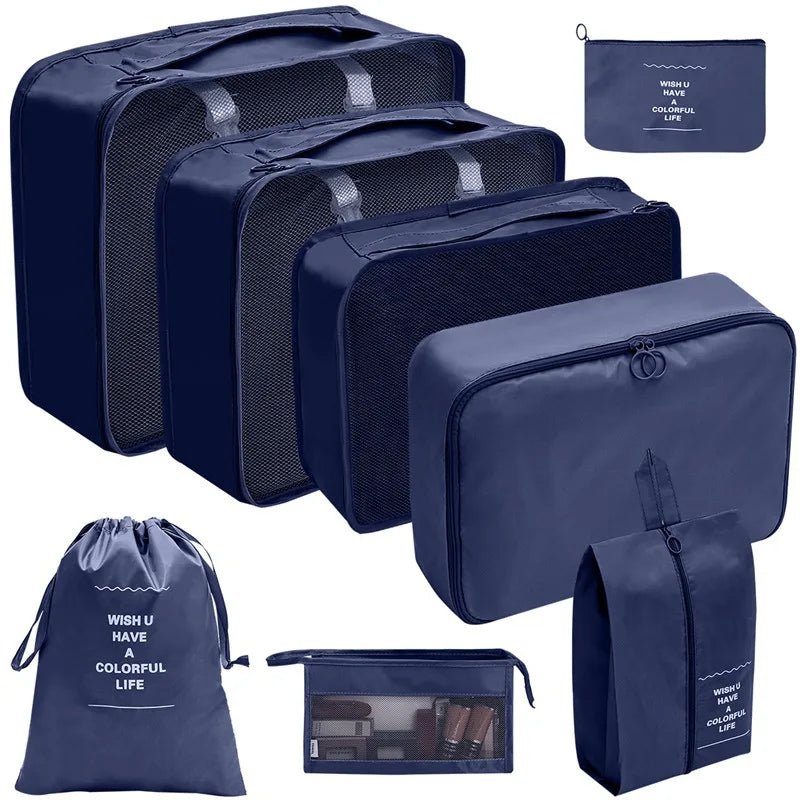 Koffer - Organizer Set 10 - teilig Packwürfel mit Mesh - Sichtfenster Schuhbeutel Kosmetik - Tasche Wäschesäcke aus Polyester - Bolania