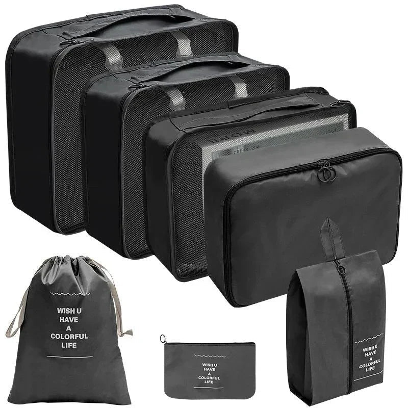 Koffer - Organizer Set 10 - teilig Packwürfel mit Mesh - Sichtfenster Schuhbeutel Kosmetik - Tasche Wäschesäcke aus Polyester - Bolania