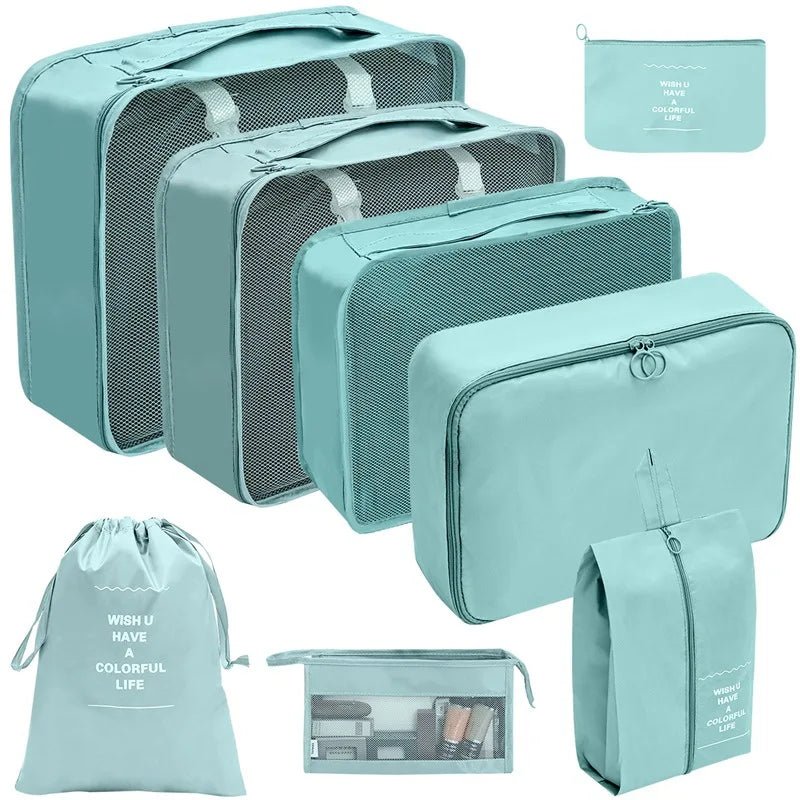 Koffer - Organizer Set 10 - teilig Packwürfel mit Mesh - Sichtfenster Schuhbeutel Kosmetik - Tasche Wäschesäcke aus Polyester - Bolania