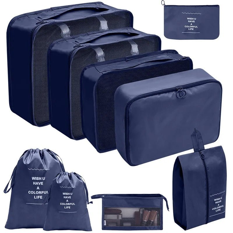 Koffer - Organizer Set 10 - teilig Packwürfel mit Mesh - Sichtfenster Schuhbeutel Kosmetik - Tasche Wäschesäcke aus Polyester - Bolania