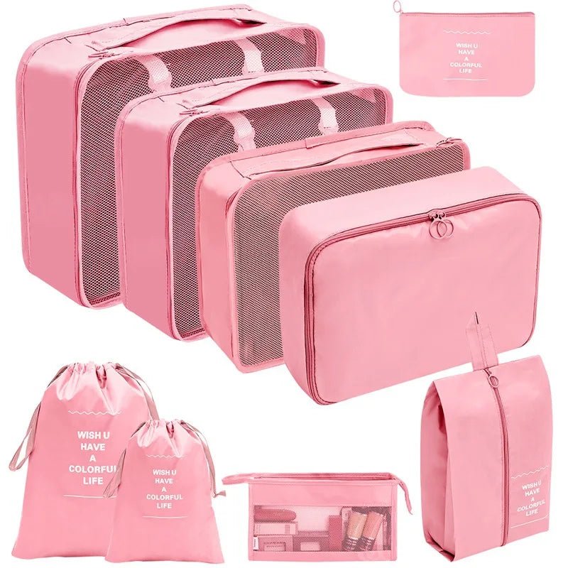 Koffer - Organizer Set 10 - teilig Packwürfel mit Mesh - Sichtfenster Schuhbeutel Kosmetik - Tasche Wäschesäcke aus Polyester - Bolania