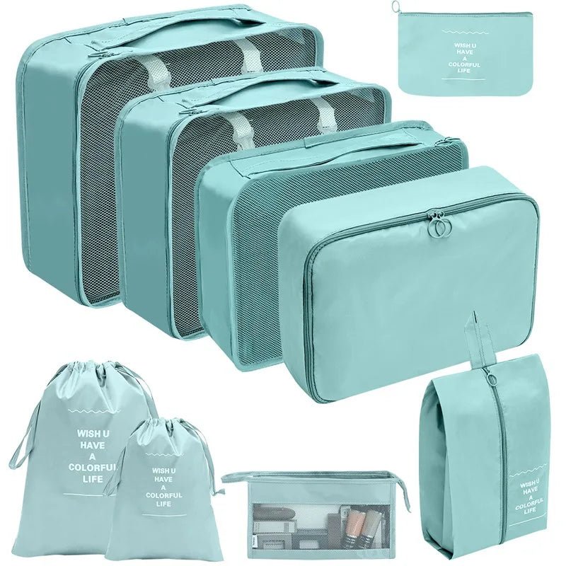 Koffer - Organizer Set 10 - teilig Packwürfel mit Mesh - Sichtfenster Schuhbeutel Kosmetik - Tasche Wäschesäcke aus Polyester - Bolania