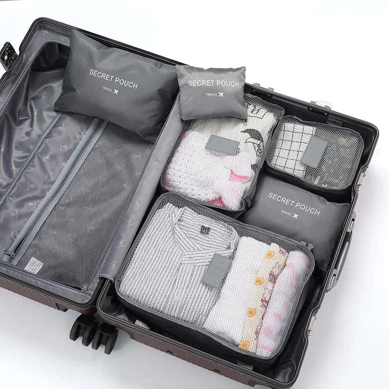 Kofferorganizer Set 6 - teilig aus Wasserabweisendem Oxford - Gewebe mit Reißverschluss und Mesh - Sichtfenster für Reise und Aufbewahrung - Bolania