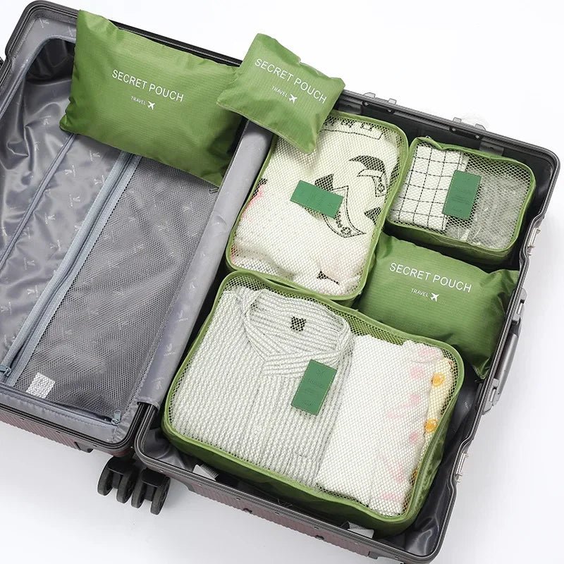 Kofferorganizer Set 6 - teilig aus Wasserabweisendem Oxford - Gewebe mit Reißverschluss und Mesh - Sichtfenster für Reise und Aufbewahrung - Bolania