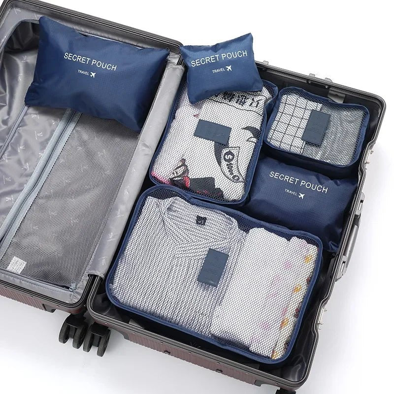 Kofferorganizer Set 6 - teilig aus Wasserabweisendem Oxford - Gewebe mit Reißverschluss und Mesh - Sichtfenster für Reise und Aufbewahrung - Bolania