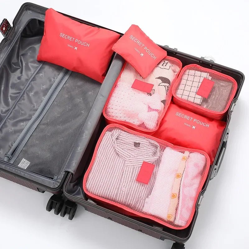 Kofferorganizer Set 6 - teilig aus Wasserabweisendem Oxford - Gewebe mit Reißverschluss und Mesh - Sichtfenster für Reise und Aufbewahrung - Bolania