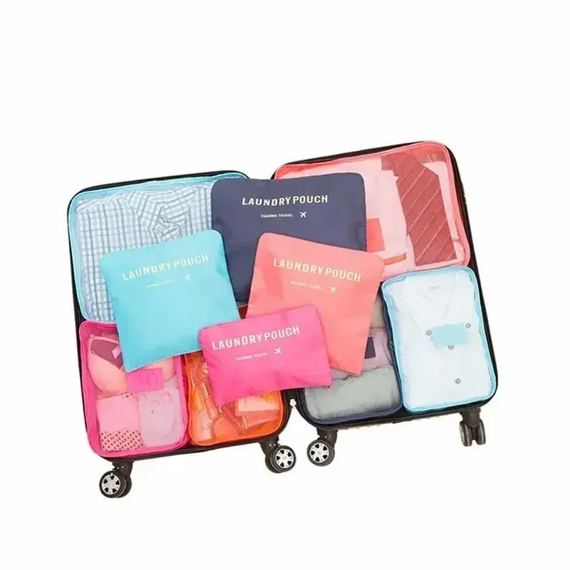Kofferorganizer Set 6 - teilig aus Wasserabweisendem Oxford - Gewebe mit Reißverschluss und Mesh - Sichtfenster für Reise und Aufbewahrung - Bolania
