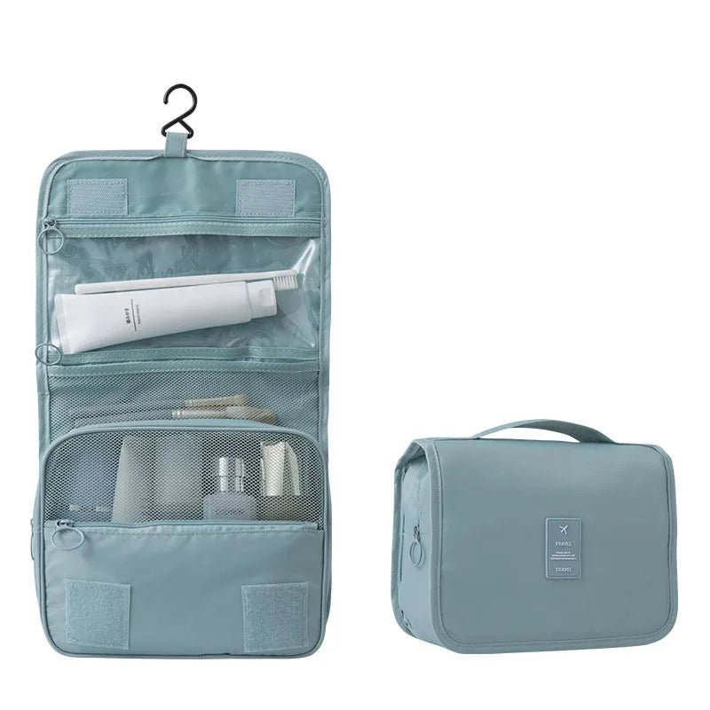 Kulturbeutel zum Aufhängen für Reisen mit Haken Wasserabweisend Polyester Mehrere Fächer mit PVC - Sichtfach und Mesh - Tasche 40 cm - Bolania