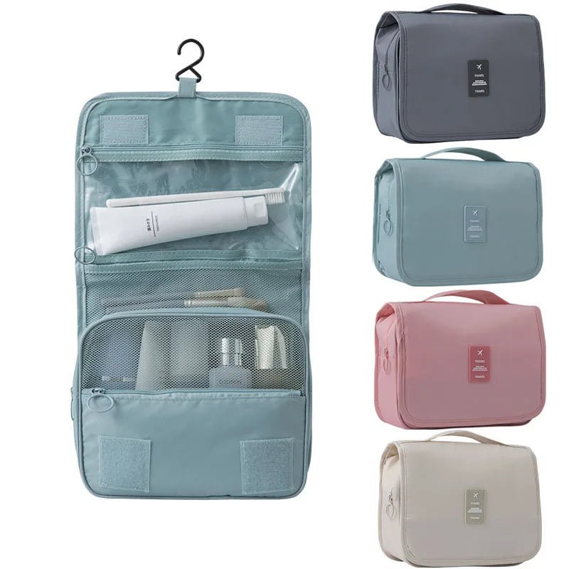 Kulturbeutel zum Aufhängen für Reisen mit Haken Wasserabweisend Polyester Mehrere Fächer mit PVC - Sichtfach und Mesh - Tasche 40 cm - Bolania