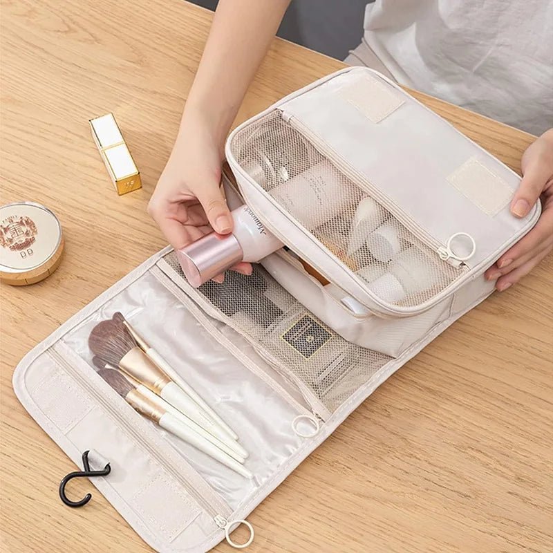 Kulturbeutel zum Aufhängen für Reisen mit Haken Wasserabweisend Polyester Mehrere Fächer mit PVC - Sichtfach und Mesh - Tasche 40 cm - Bolania