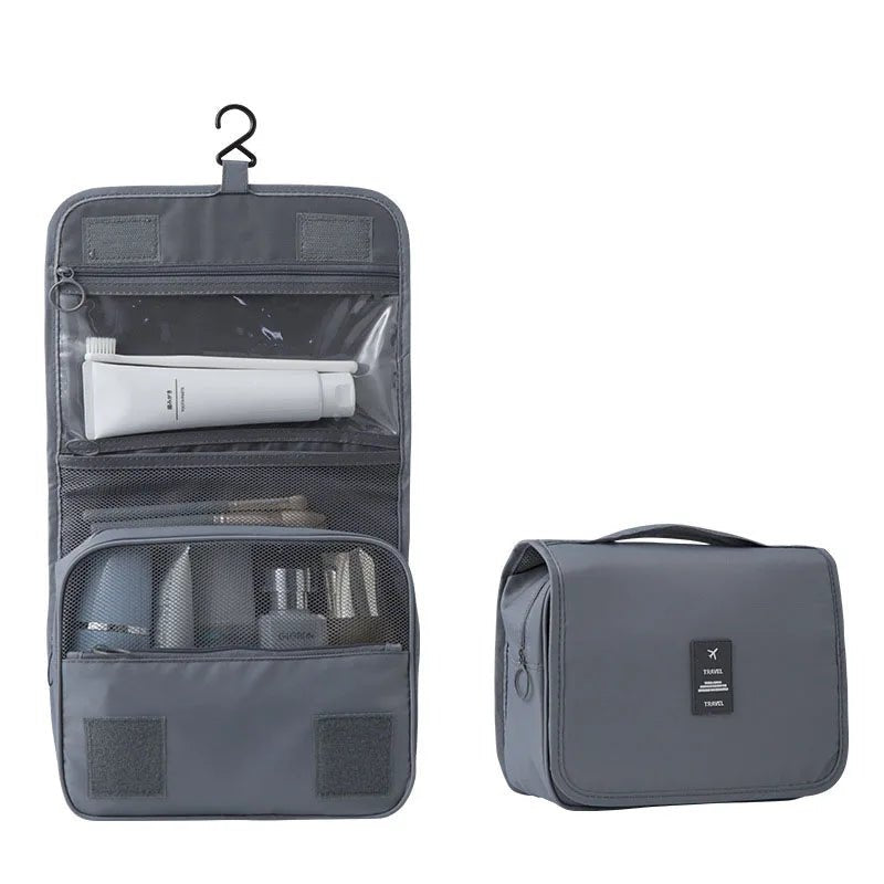 Kulturbeutel zum Aufhängen für Reisen mit Haken Wasserabweisend Polyester Mehrere Fächer mit PVC - Sichtfach und Mesh - Tasche 40 cm - Bolania