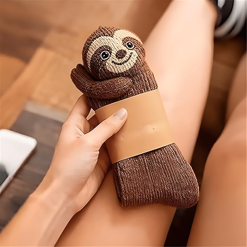 Kuschelsocken mit 3D-Tiermotiv, Warme Haussocken für Damen und Herren, Rutschfeste Sohle, Dicker Strick - Bolania