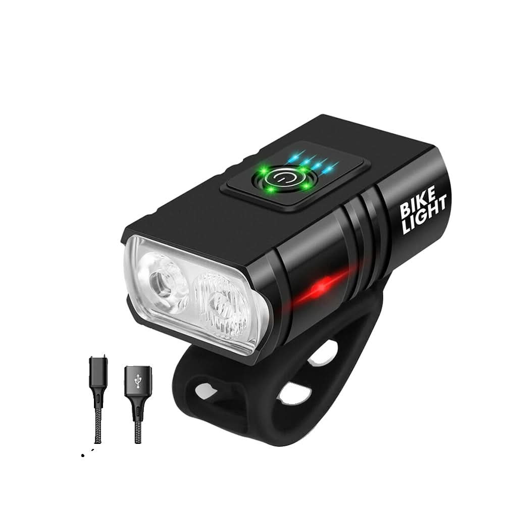 LED Bicycle Light USB Rechargeable with Dual LED 6 Lighting Modes 360 Degree Rotatable Mount Aluminum Casing Splash-Proof