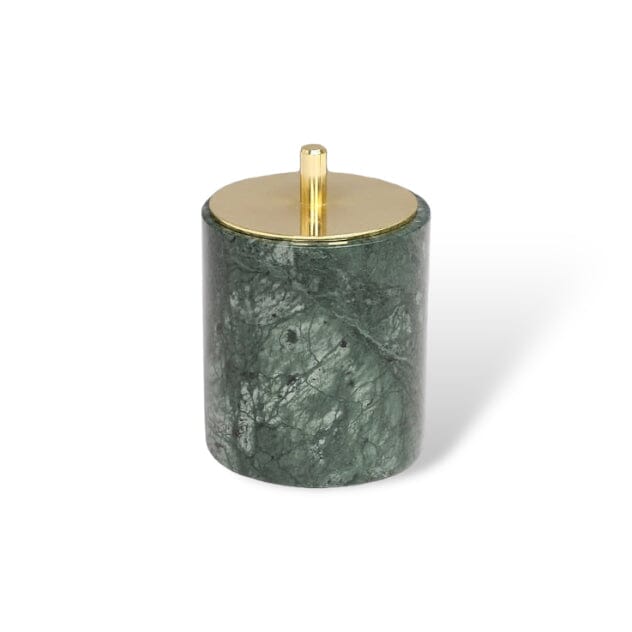 Bathroom Set in Green Marble Look with Gold, Soap Dispenser, Toothbrush Holder, Tray