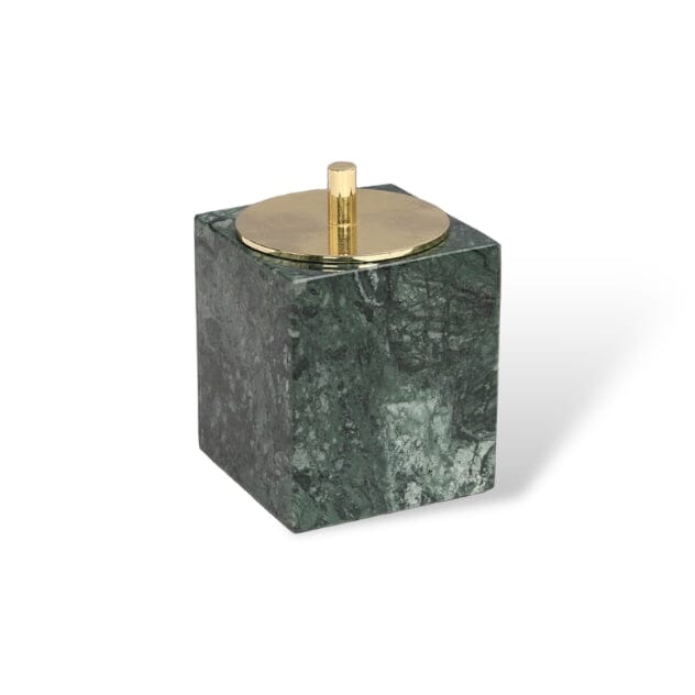 Bathroom Set in Green Marble Look with Gold, Soap Dispenser, Toothbrush Holder, Tray