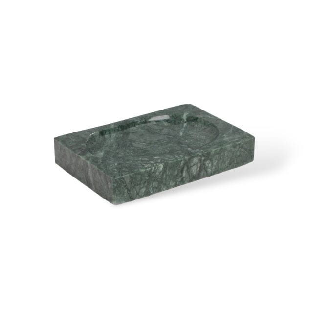Bathroom Set in Green Marble Look with Gold, Soap Dispenser, Toothbrush Holder, Tray