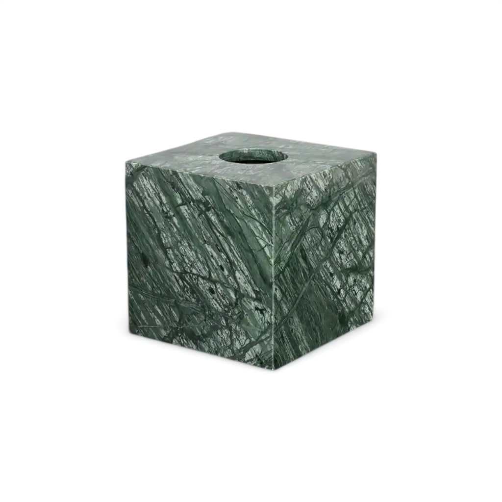 Bathroom Set in Green Marble Look with Gold, Soap Dispenser, Toothbrush Holder, Tray