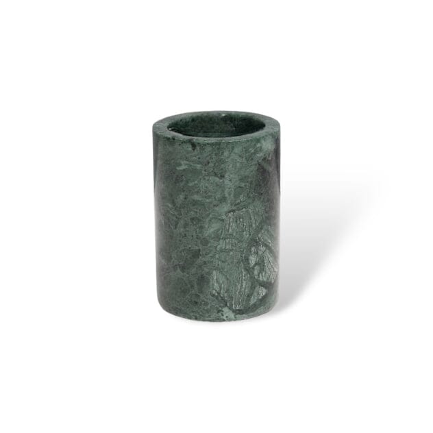 Bathroom Set in Green Marble Look with Gold, Soap Dispenser, Toothbrush Holder, Tray