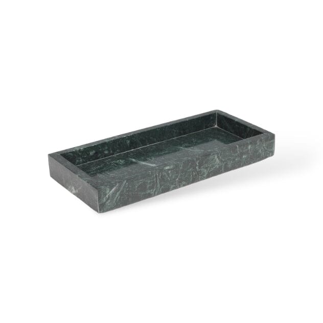 Bathroom Set in Green Marble Look with Gold, Soap Dispenser, Toothbrush Holder, Tray