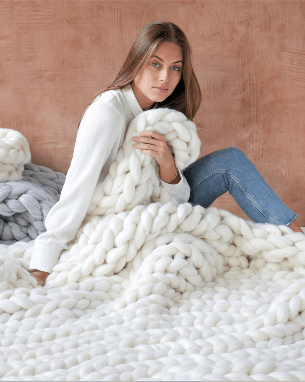 Majesté Luxe – Handgestrickte Kuscheldecke mit Extrastarker Struktur - Bolania