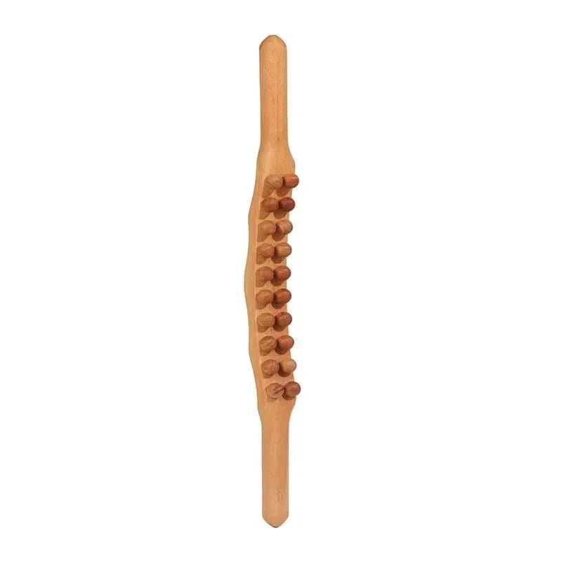 Massagestab aus Naturholz für Gua Sha 60 cm mit Acht Massagekugeln Ergonomisch für Rücken Nacken und Beine - Bolania