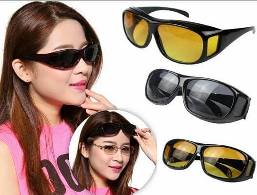Nachtfahrbrille mit Gelb Getönten Gläsern Anti - Blendung Überzieh - Modell für Brillenträger und Tag - Nacht Funktion - Bolania