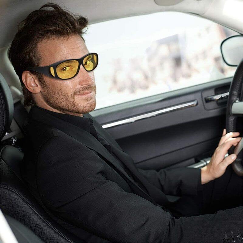 Nachtfahrbrille mit Gelb Getönten Gläsern Anti - Blendung Überzieh - Modell für Brillenträger und Tag - Nacht Funktion - Bolania