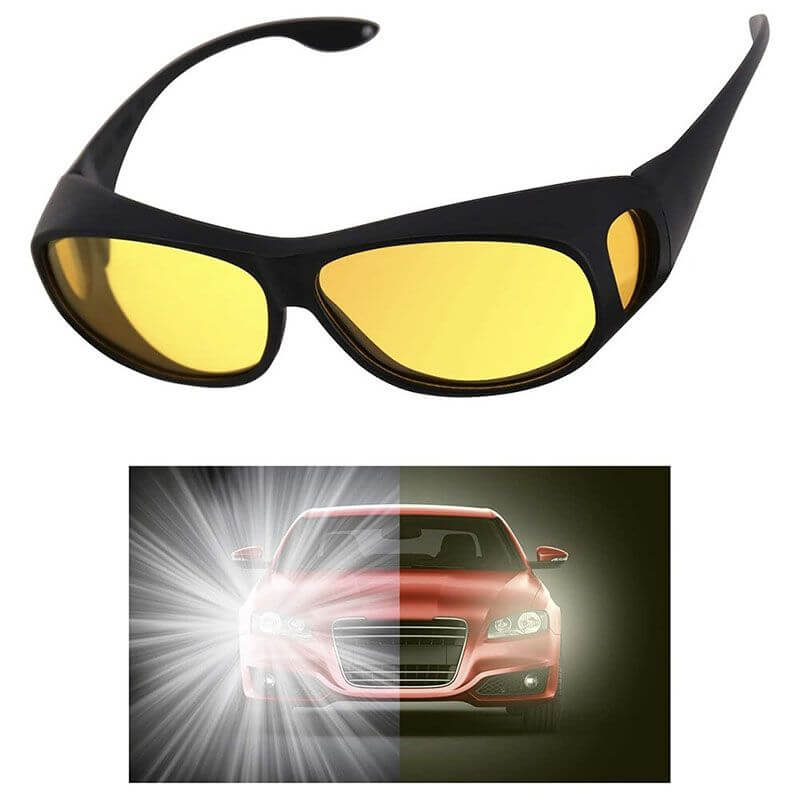 Nachtfahrbrille mit Gelb Getönten Gläsern Anti - Blendung Überzieh - Modell für Brillenträger und Tag - Nacht Funktion - Bolania