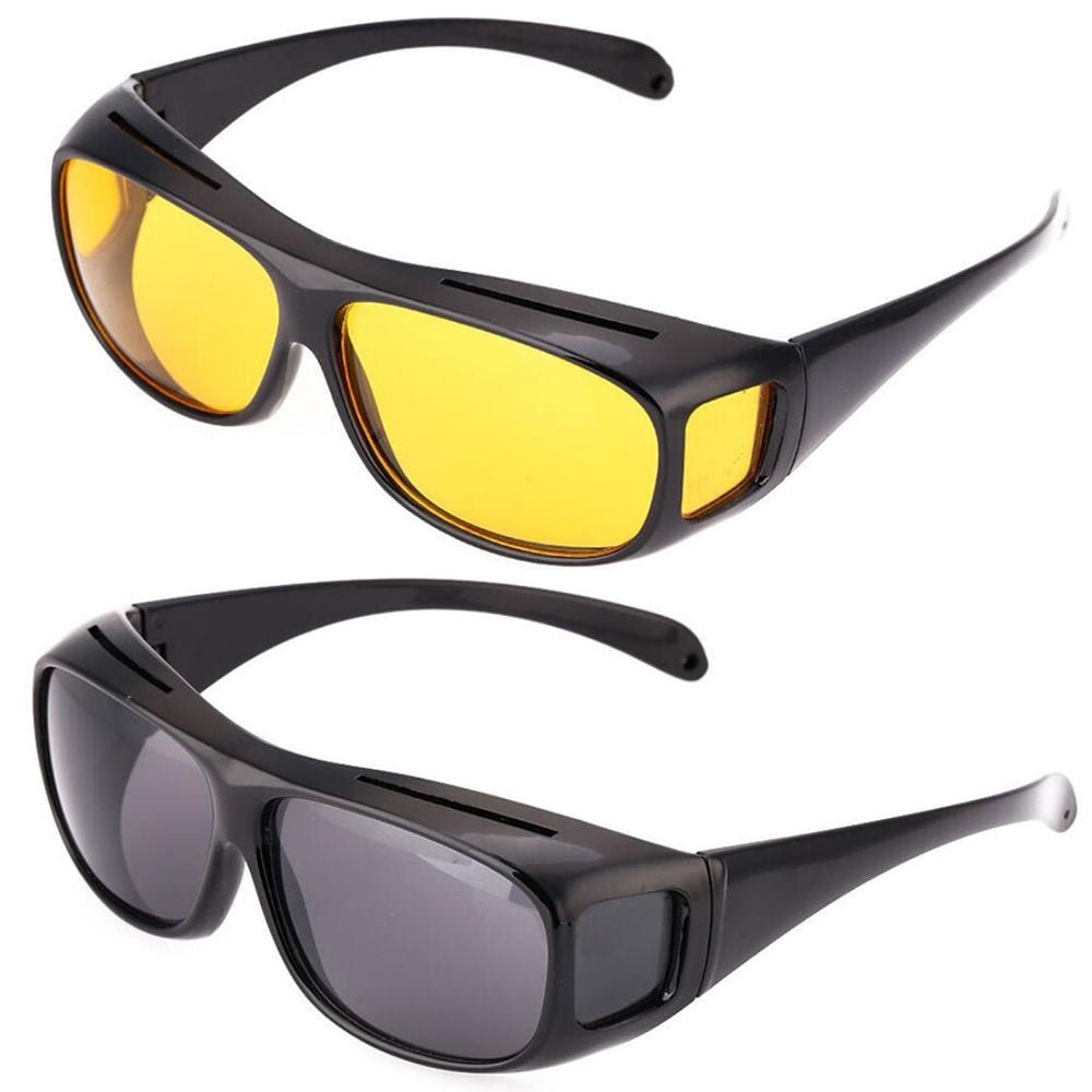 Nachtfahrbrille mit Gelb Getönten Gläsern Anti - Blendung Überzieh - Modell für Brillenträger und Tag - Nacht Funktion - Bolania