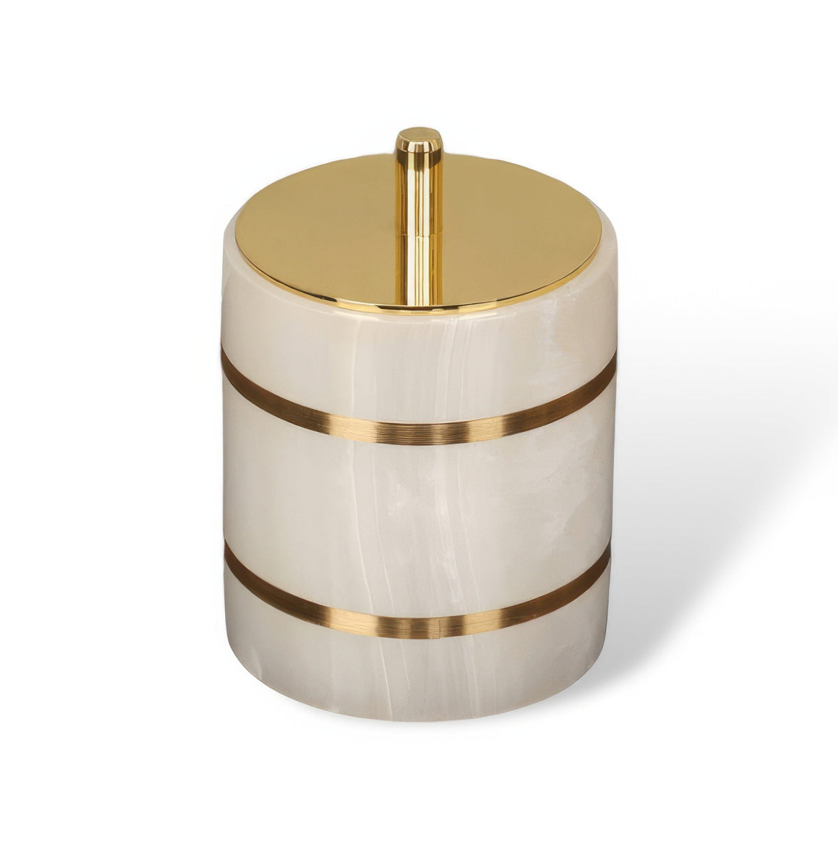 Bathroom Set in Marble Look with Gold Rim, Soap Dispenser, Toothbrush Holder, Tray