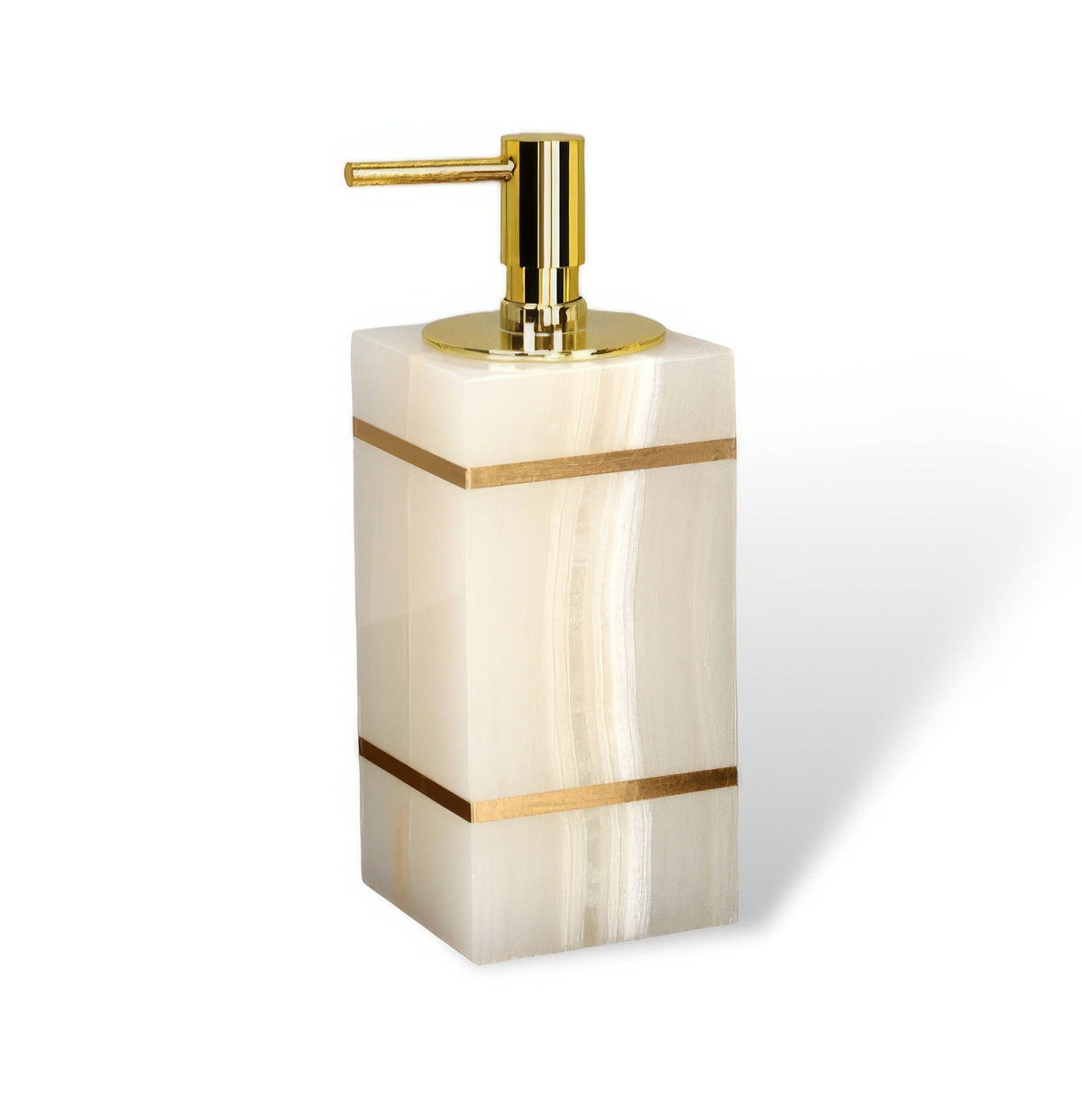 Bathroom Set in Marble Look with Gold Rim, Soap Dispenser, Toothbrush Holder, Tray