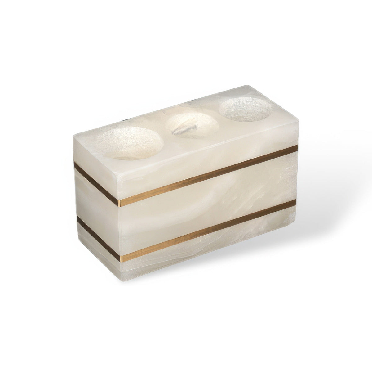 Bathroom Set in Marble Look with Gold Rim, Soap Dispenser, Toothbrush Holder, Tray