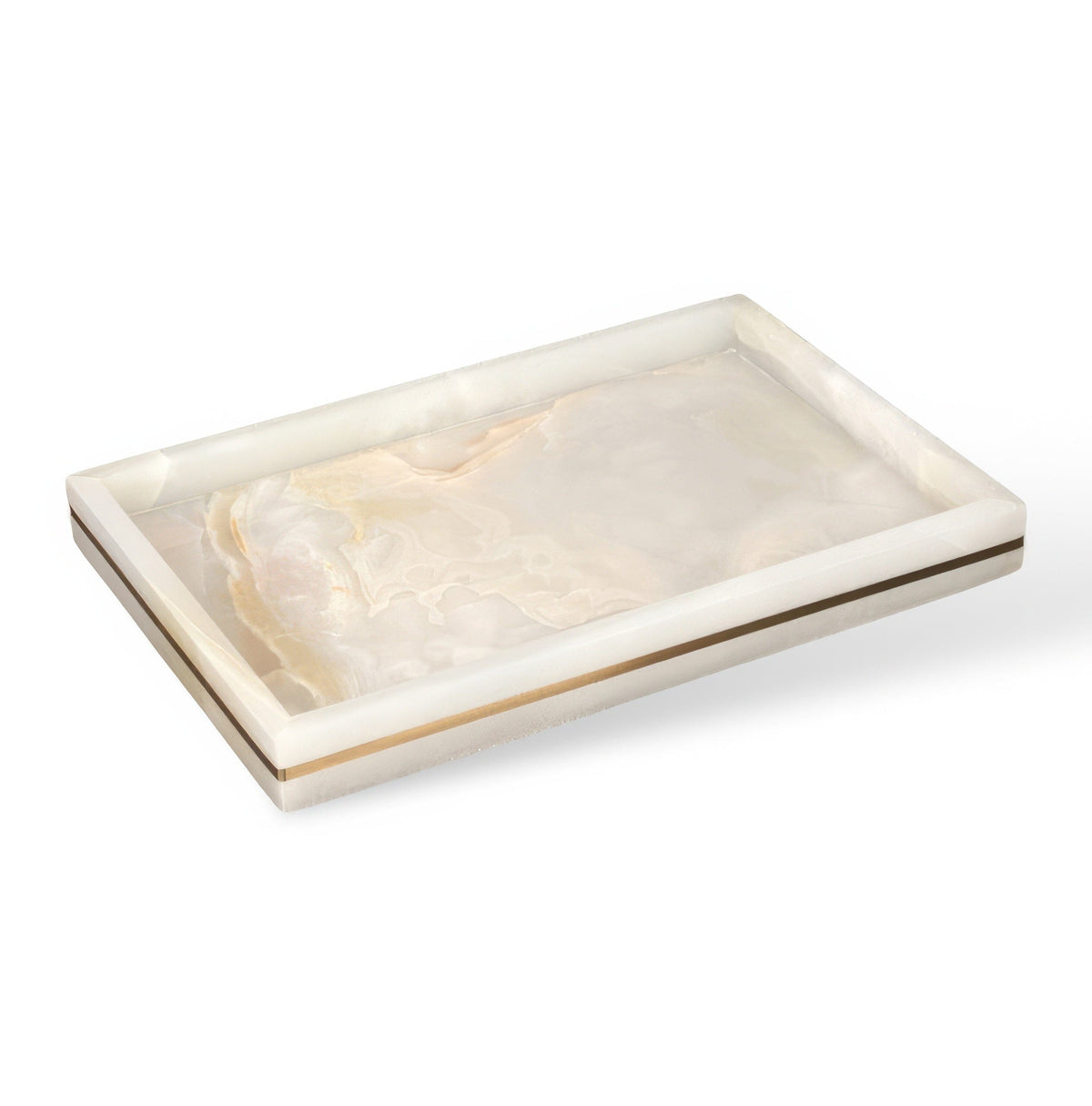 Bathroom Set in Marble Look with Gold Rim, Soap Dispenser, Toothbrush Holder, Tray